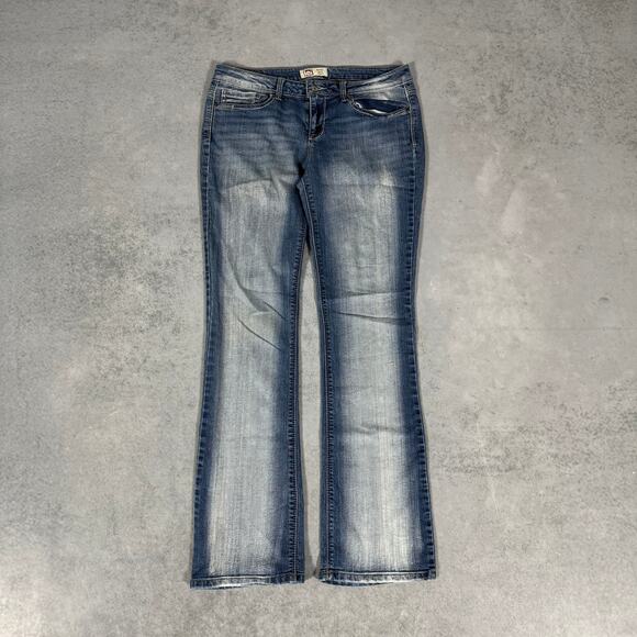 L.e.i. Ashley Low Rise Slim Boot Jeans Medium Wash Faded - Size: 9 - Picture 1 of 10